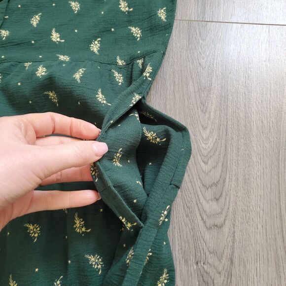 Toad and Co Dress Women's Small Green Print Organic Cotton Sleeveless Sun Dress - Picture 9 of 12